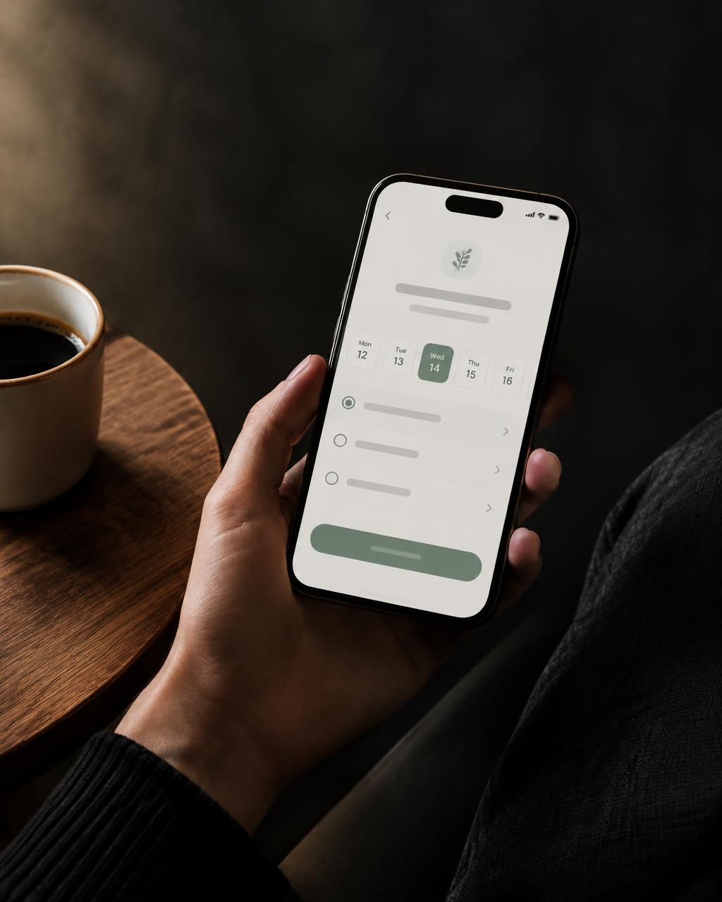 Smartphone mit Buchungsansicht